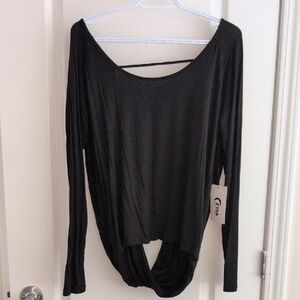 ZYIA Namaste Black Long Sleeve Tee with Open Back